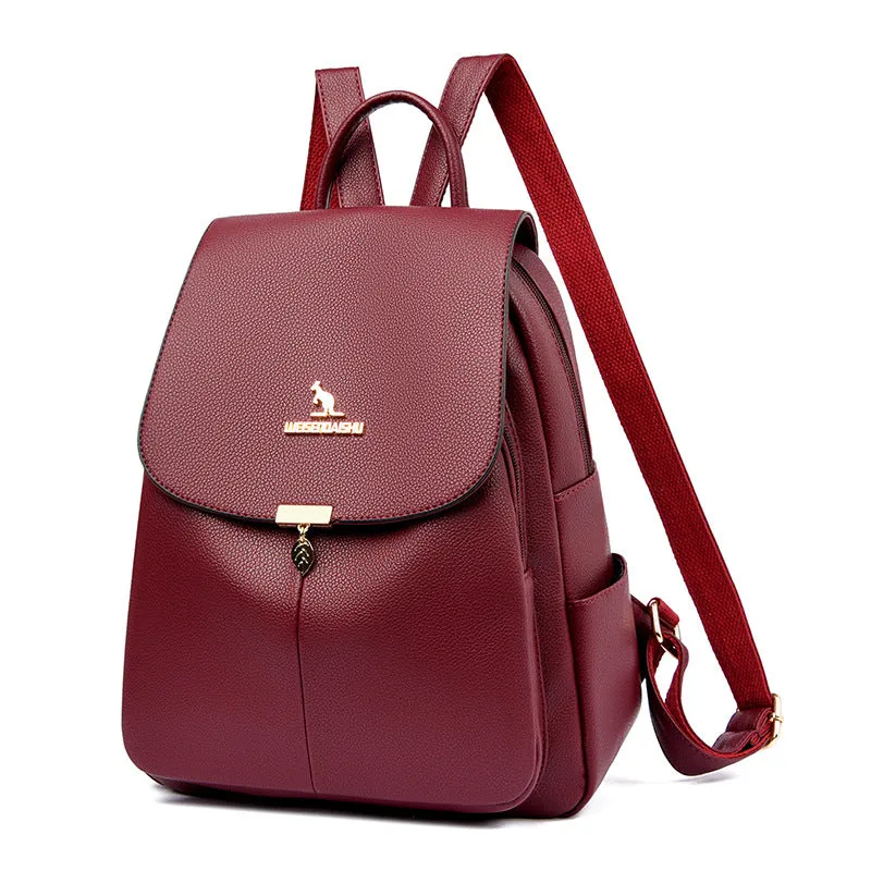 Women's High-grade Large Capacity Fashion Soft Leather Backpacks