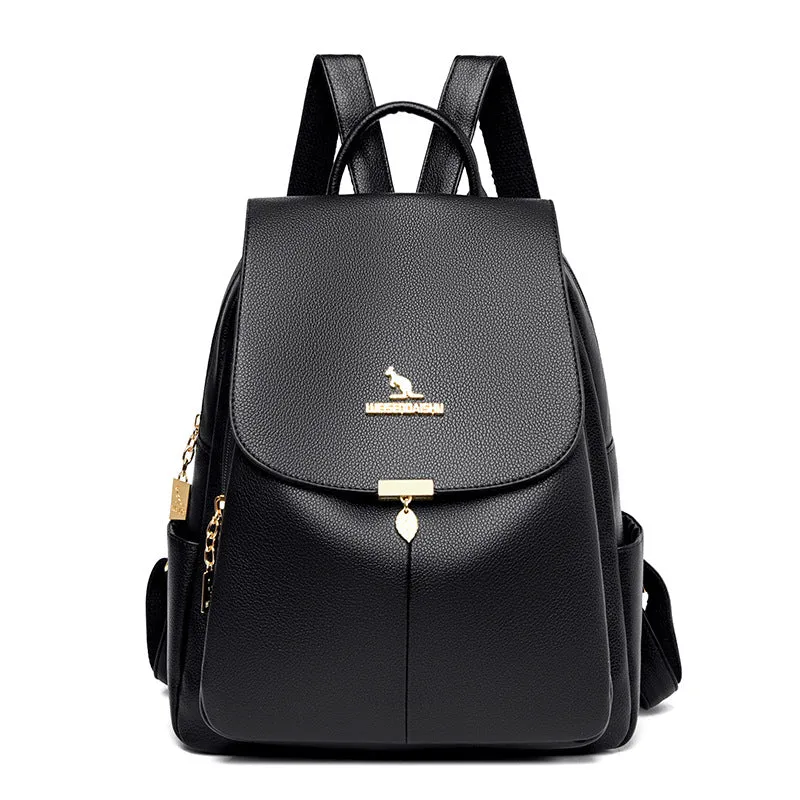 Women's High-grade Large Capacity Fashion Soft Leather Backpacks