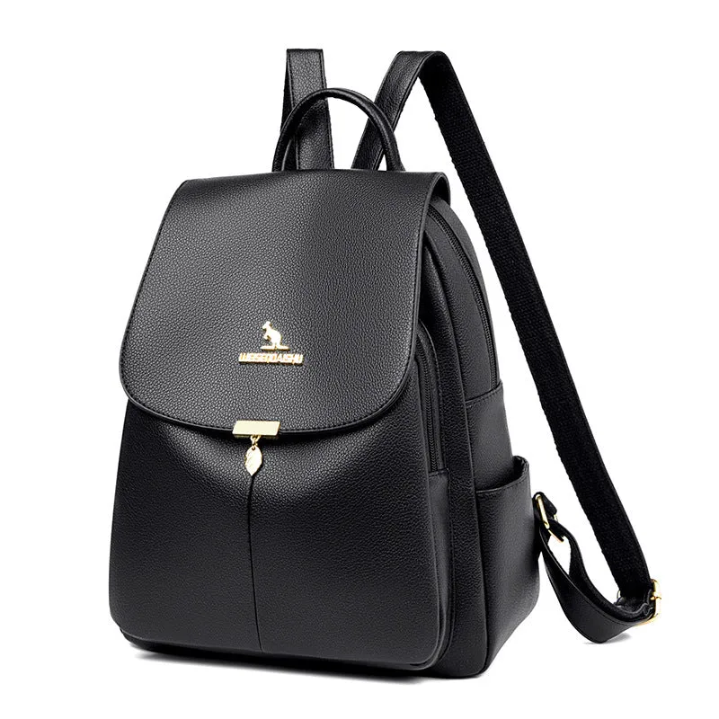 Women's High-grade Large Capacity Fashion Soft Leather Backpacks