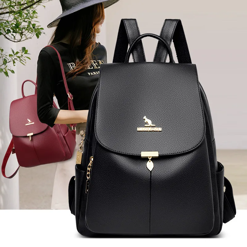 Women's High-grade Large Capacity Fashion Soft Leather Backpacks