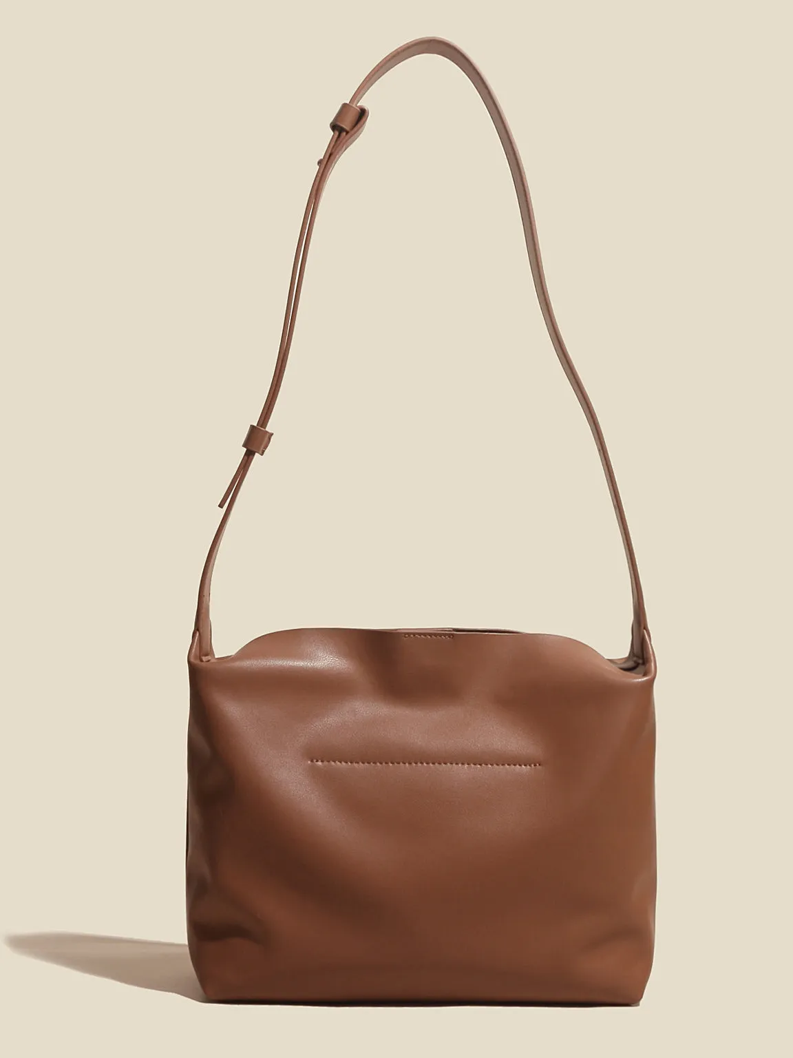 Women's Minimal Soft Leather Shoulder Bag Single Strap Hobo Tote Bag
