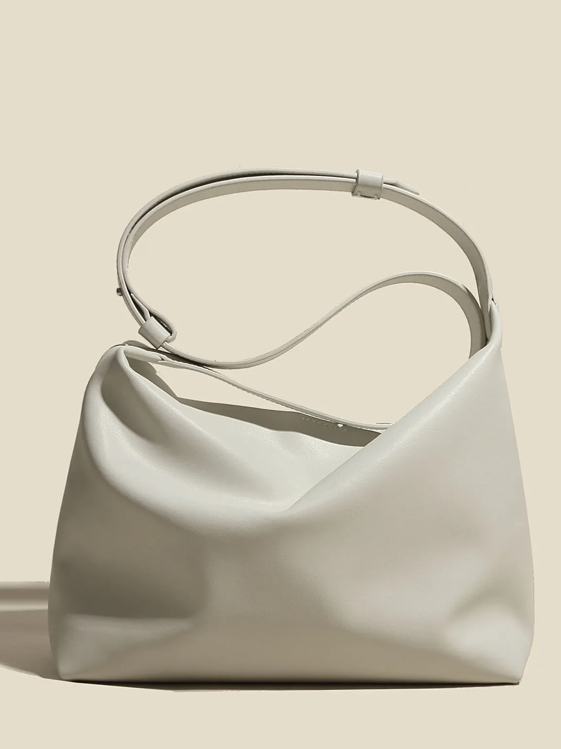 Women's Minimal Soft Leather Shoulder Bag Single Strap Hobo Tote Bag