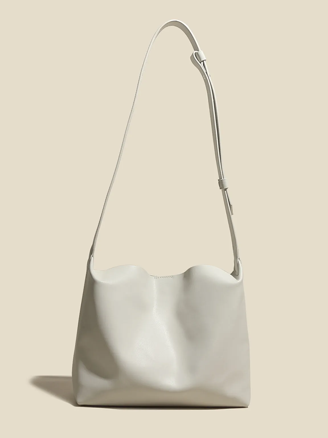 Women's Minimal Soft Leather Shoulder Bag Single Strap Hobo Tote Bag