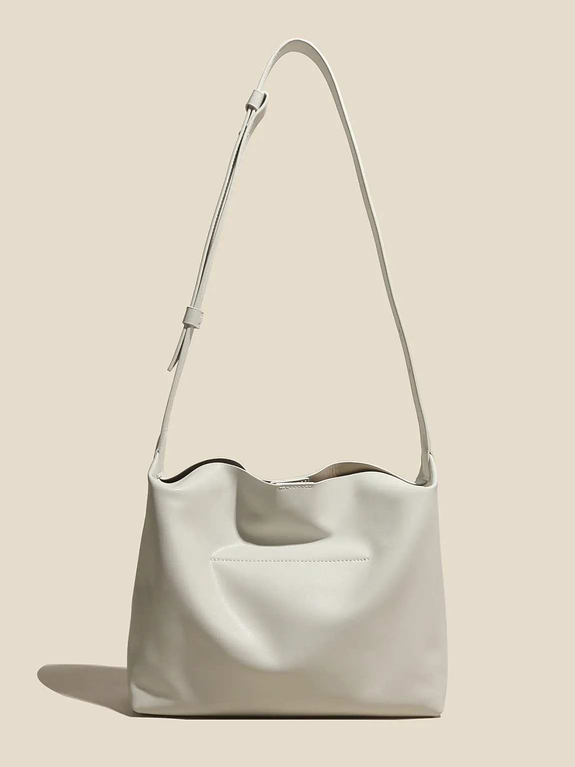 Women's Minimal Soft Leather Shoulder Bag Single Strap Hobo Tote Bag