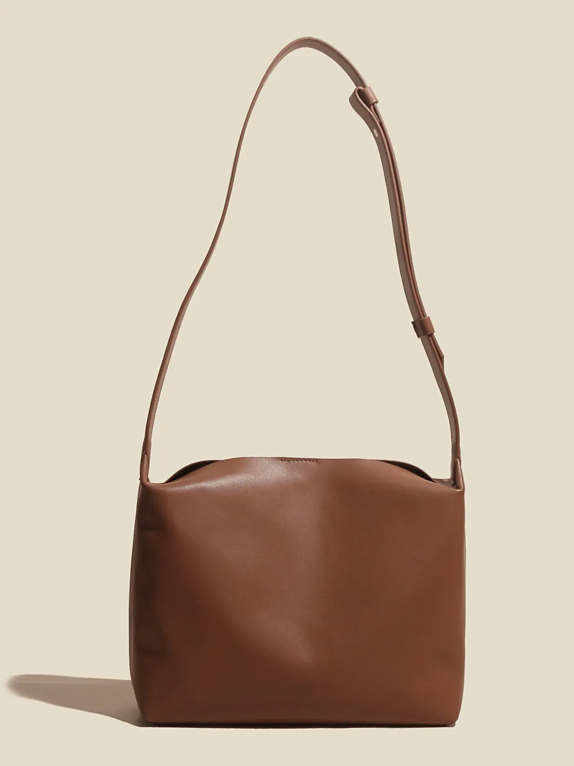 Women's Minimal Soft Leather Shoulder Bag Single Strap Hobo Tote Bag