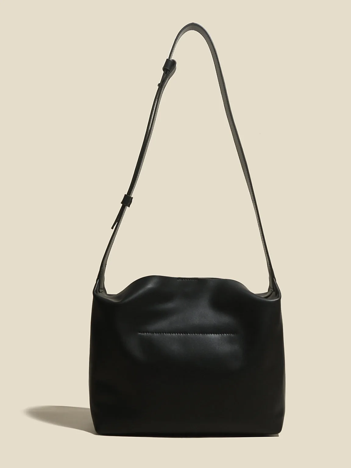 Women's Minimal Soft Leather Shoulder Bag Single Strap Hobo Tote Bag