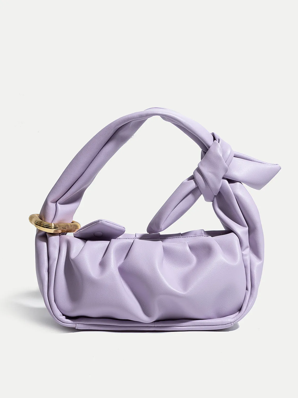 Women's Puffy Mini Bag Chunky Soft Leather Pouch Ruched Clutch