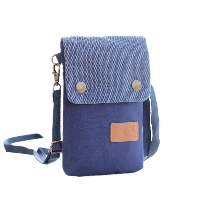 Women's Seam Label Solid Color Canvas Layers Crossbody Bags