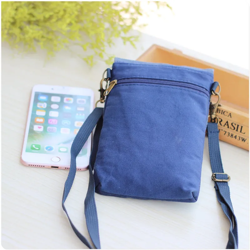 Women's Seam Label Solid Color Canvas Layers Crossbody Bags