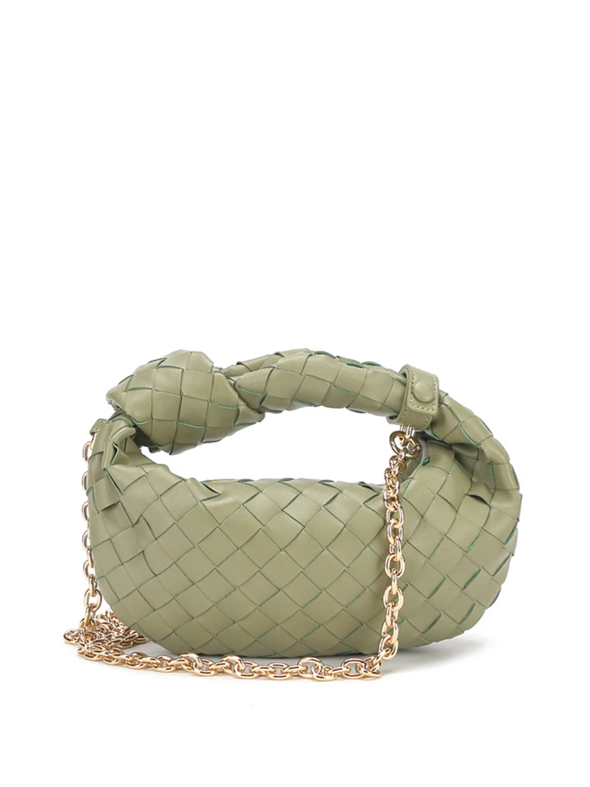 Woven Leather Jodie Tote Bag Top Handle Shoulder Bag Braiding Clutch Gold Chain