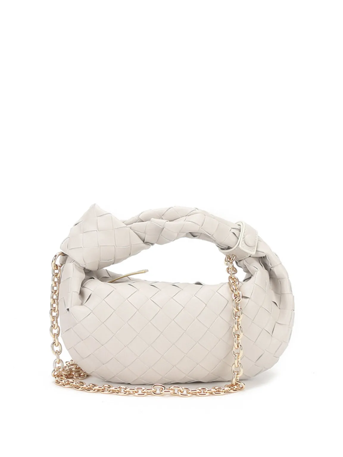 Woven Leather Jodie Tote Bag Top Handle Shoulder Bag Braiding Clutch Gold Chain