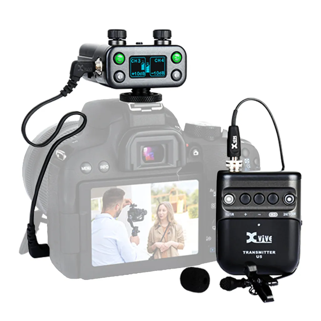 Xvive - U5T2 Camera-Mount W/Less Lav Mic Sys-2 Trans