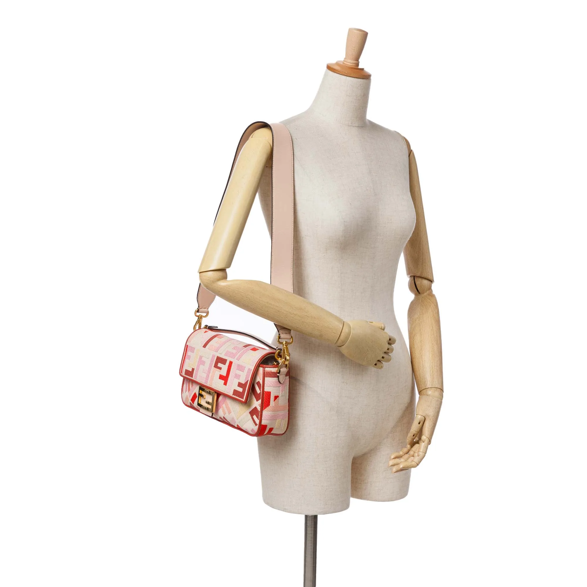 Zucca Embroidered Canvas Baguette Satchel