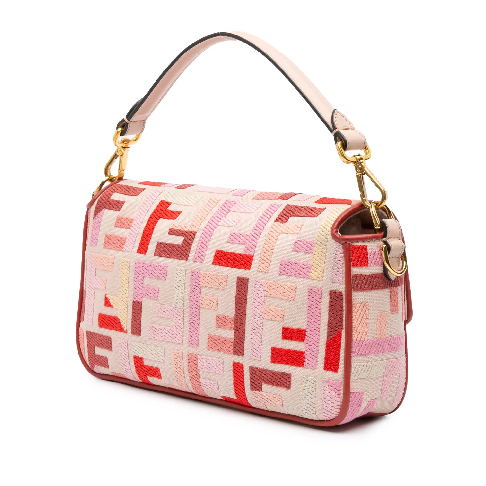 Zucca Embroidered Canvas Baguette Satchel